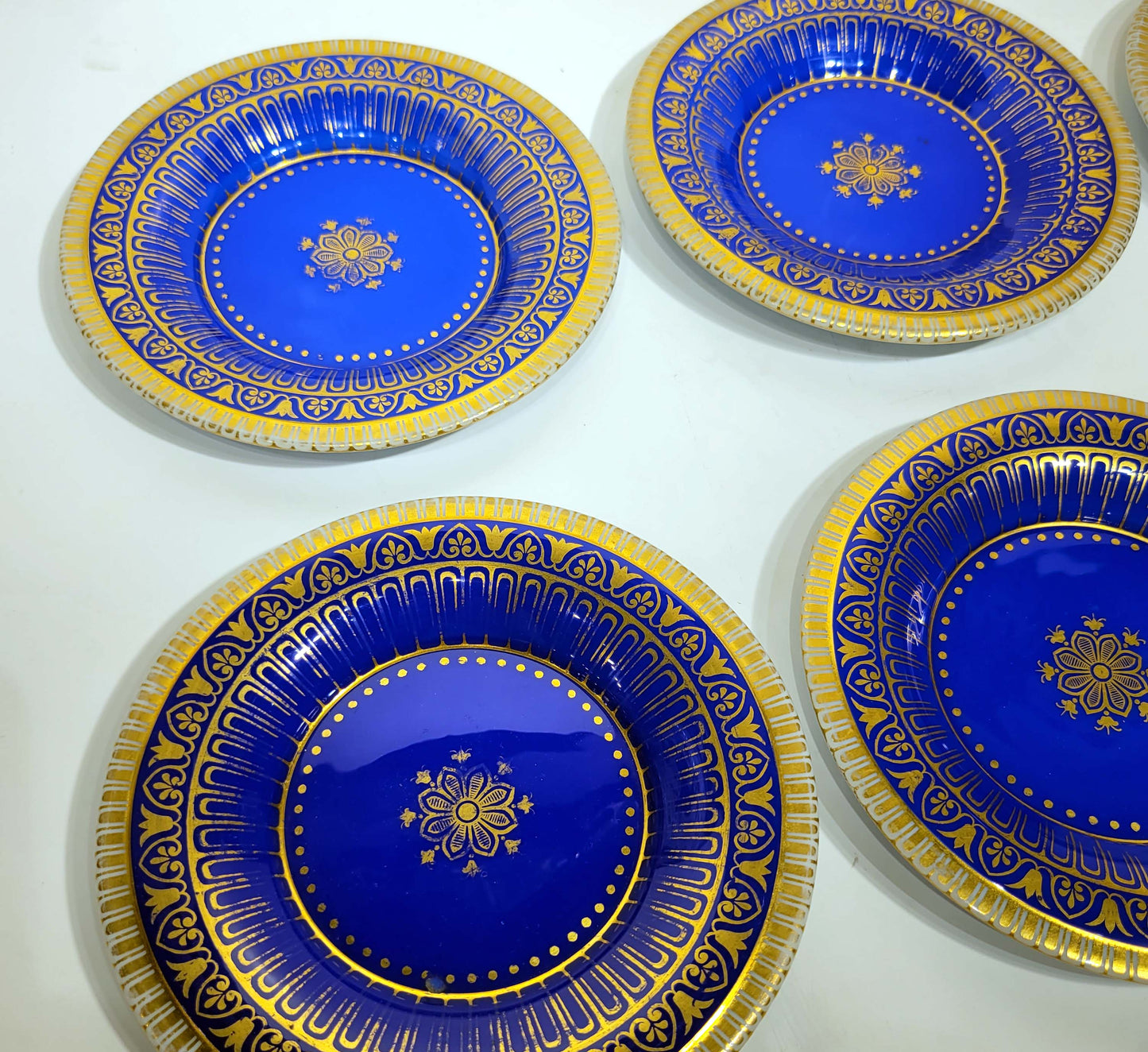 Set of 6 Opaline Plates, Russian or French, 19C.