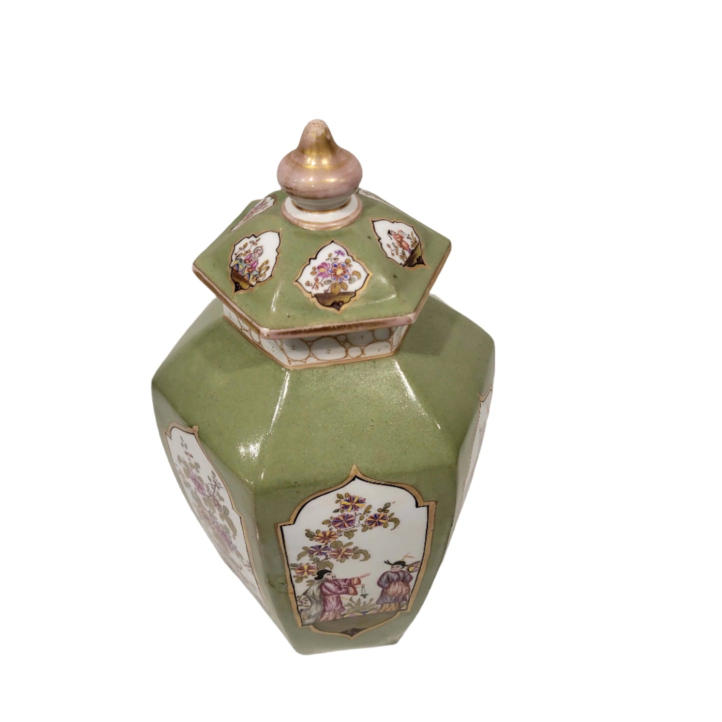 German Chinoiserie Porcelain Covered Vase