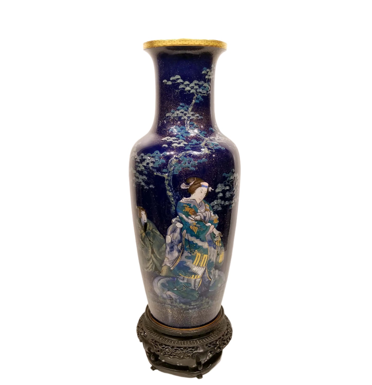 Large Pate Sur Pate Japonisme Porcelain   Vase