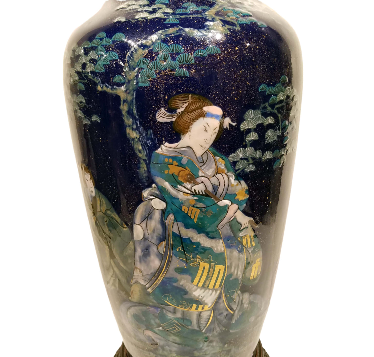 Large Pate Sur Pate Japonisme Porcelain   Vase