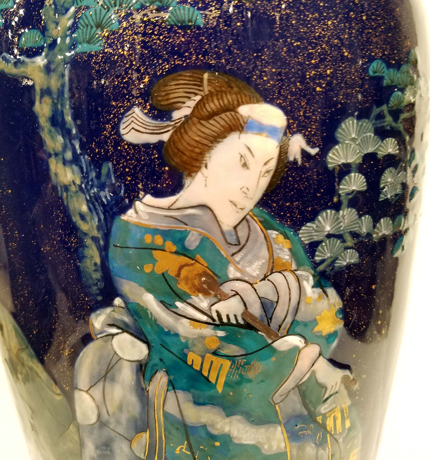 Large Pate Sur Pate Japonisme Porcelain   Vase