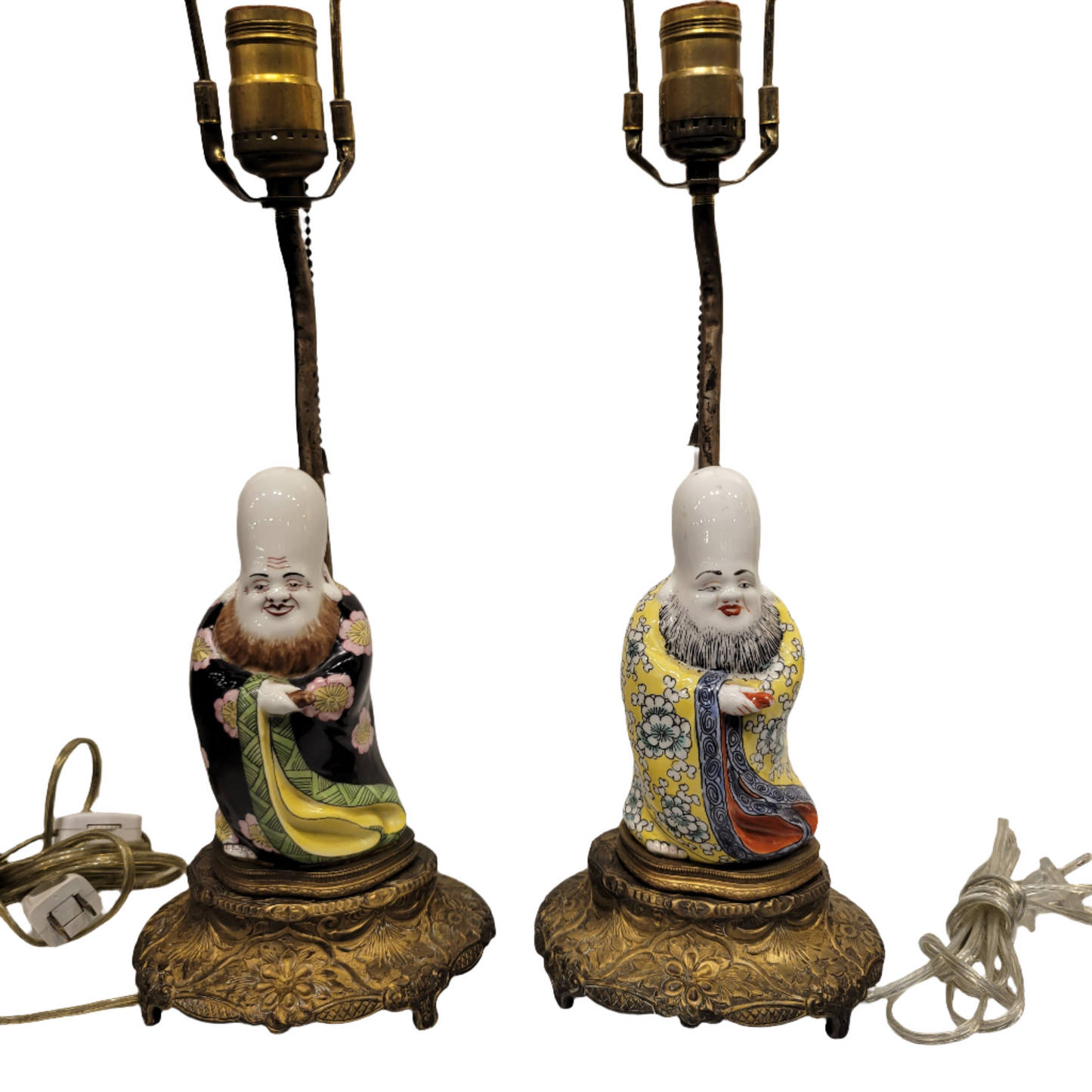 Pair of French Chinoiserie Porcelain Lamps