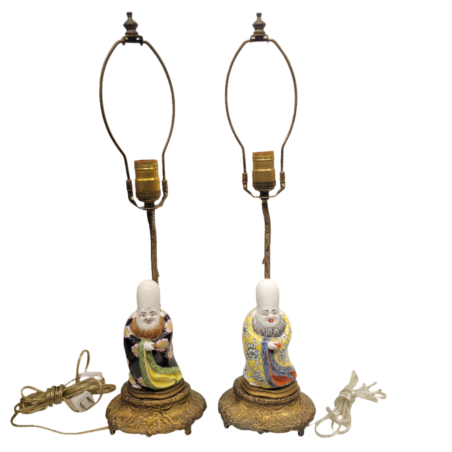 Pair of French Chinoiserie Porcelain Lamps