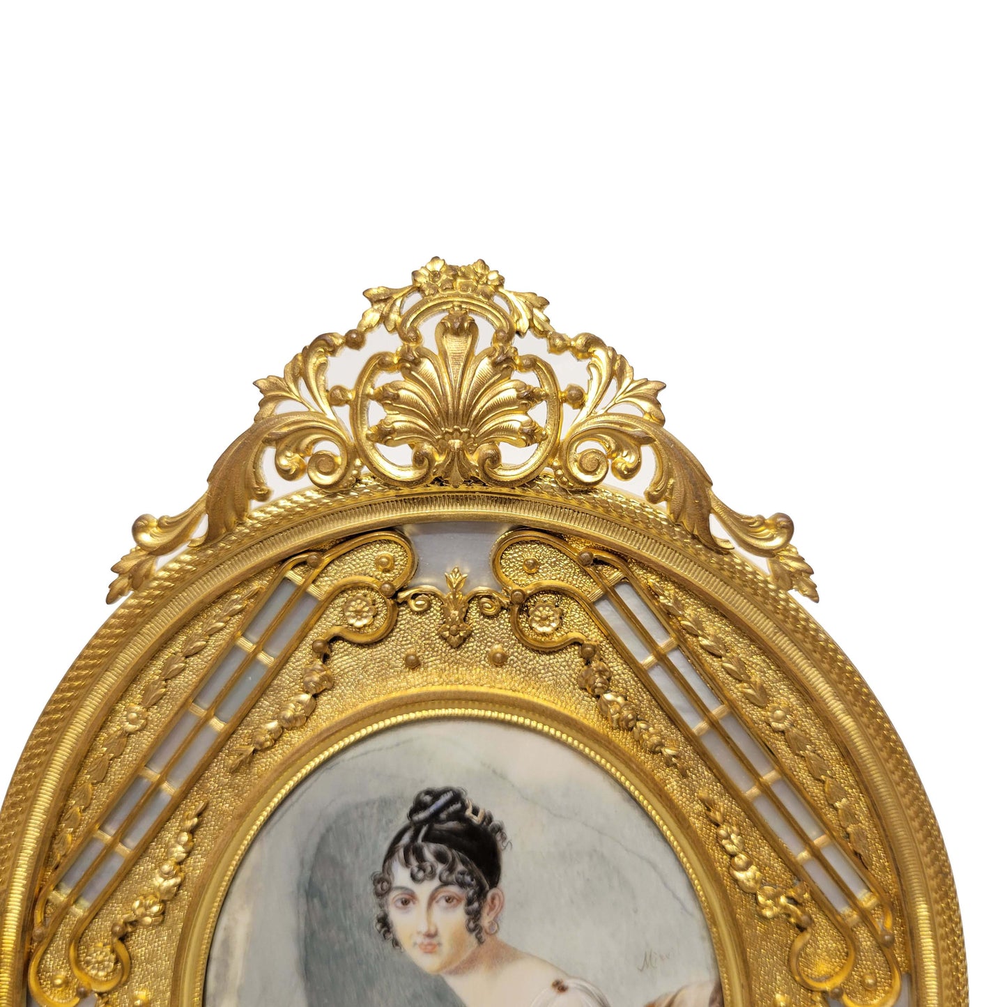 Miniature Painting in Gilt Bronze and MOP Frame