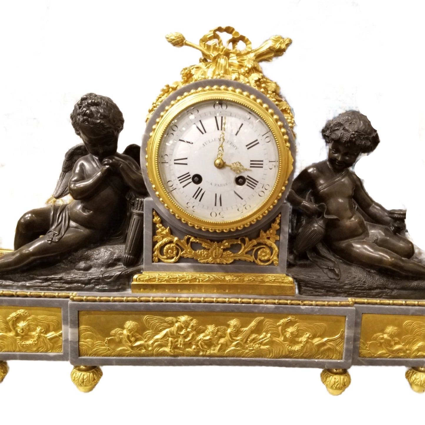 Magnificent 19C. Bronze and bleu turquin clock , Napoleon III period