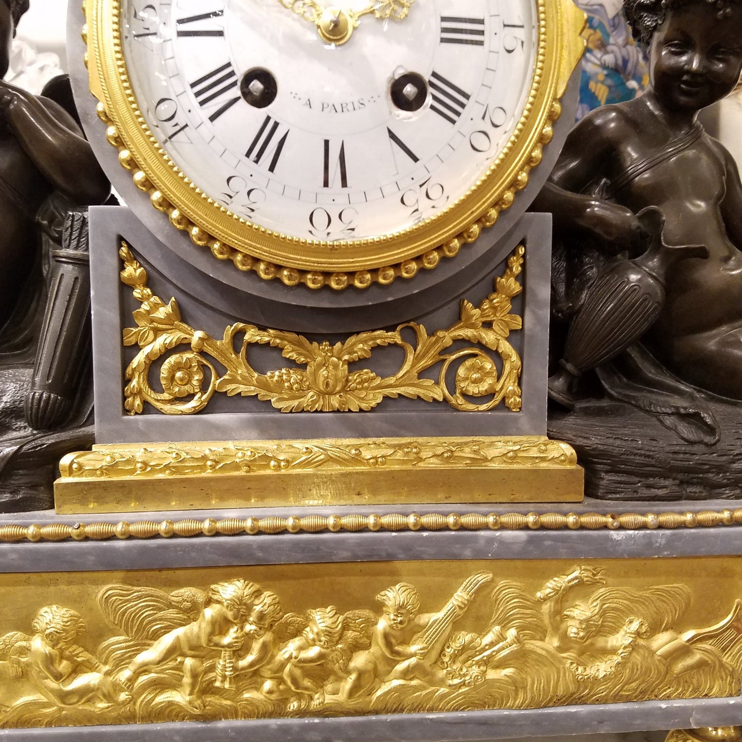 Magnificent 19C. Bronze and bleu turquin clock , Napoleon III period