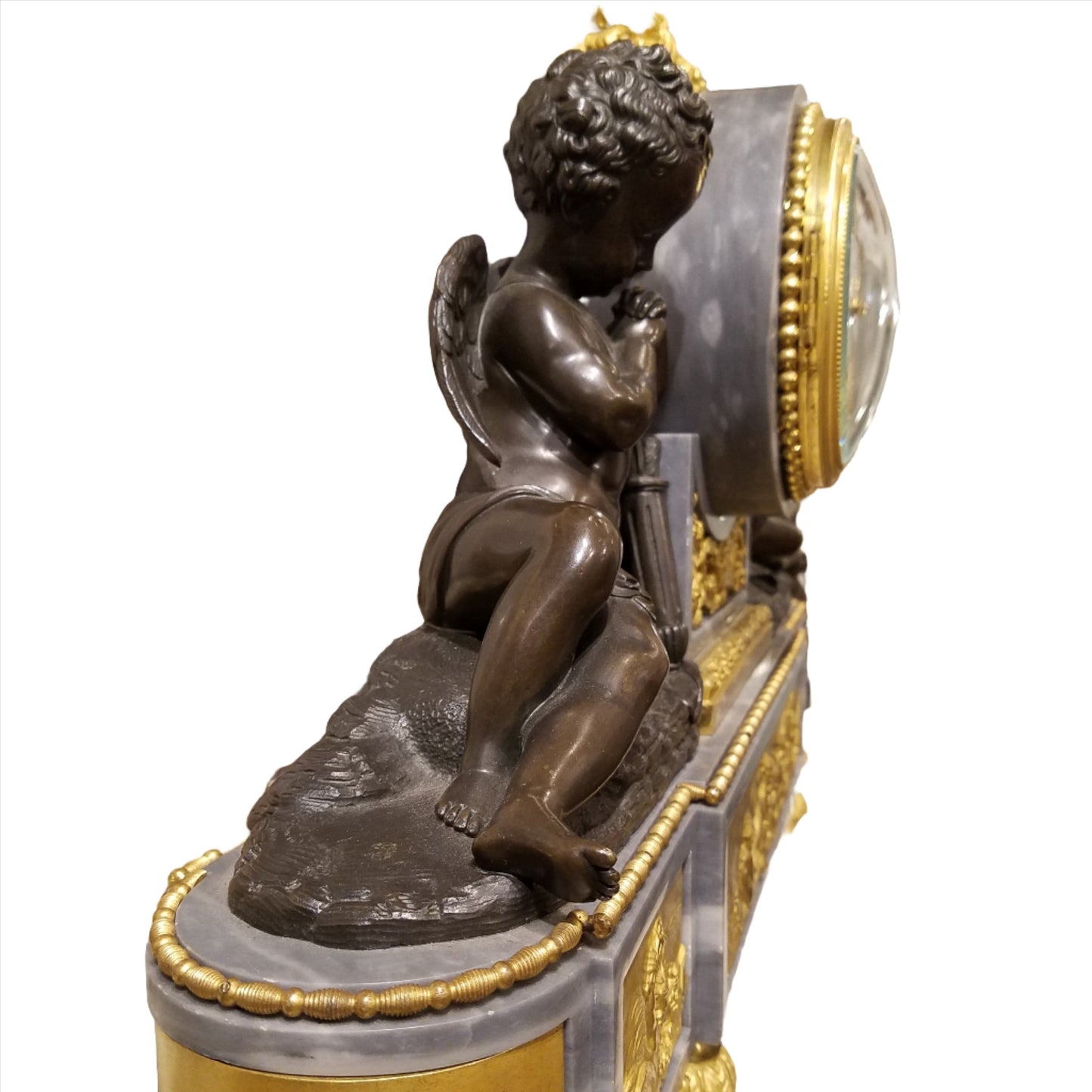 Magnificent 19C. Bronze and bleu turquin clock , Napoleon III period