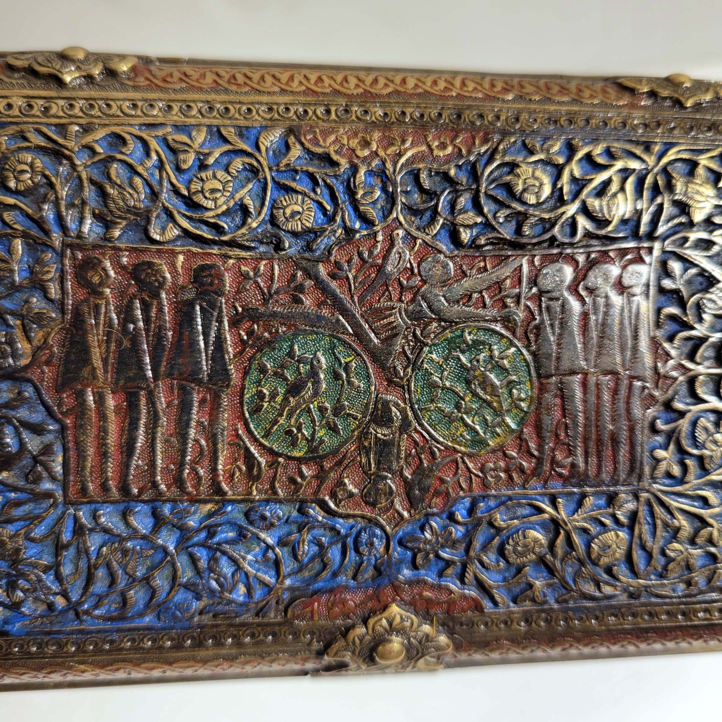 Islamic, Safavid Style Enamel Bronze Casket 19th Century