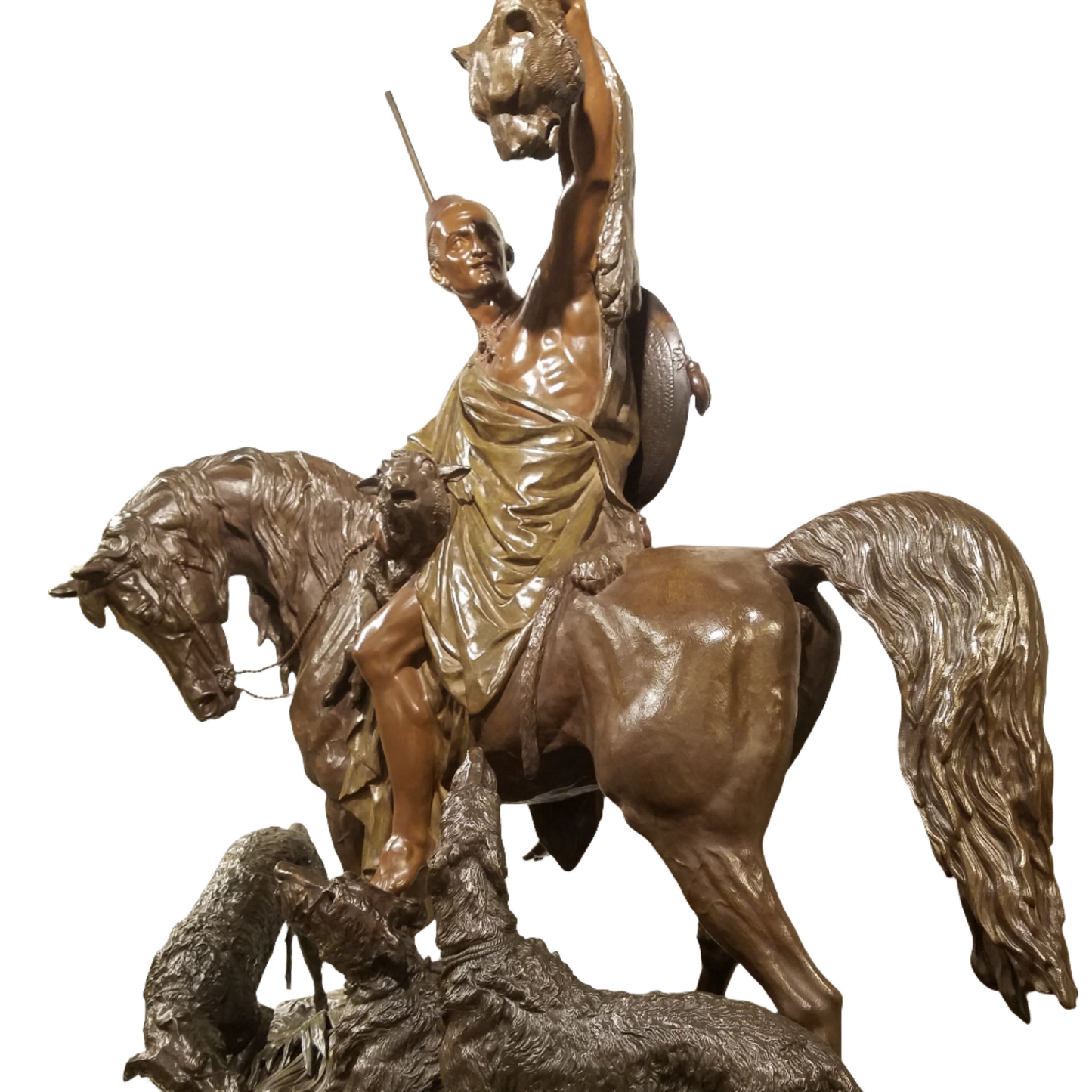 ARTHUR WAAGEN (GERMAN, 1833-1898) Monumental Bronze Group of Morrocan Hunter