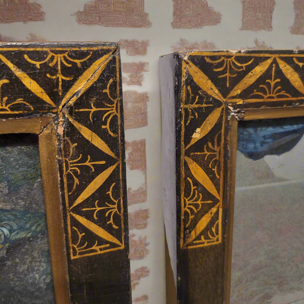 Pair of Chinese Export Reverse Glass Paintings, Qing Dynasty, 18th Century