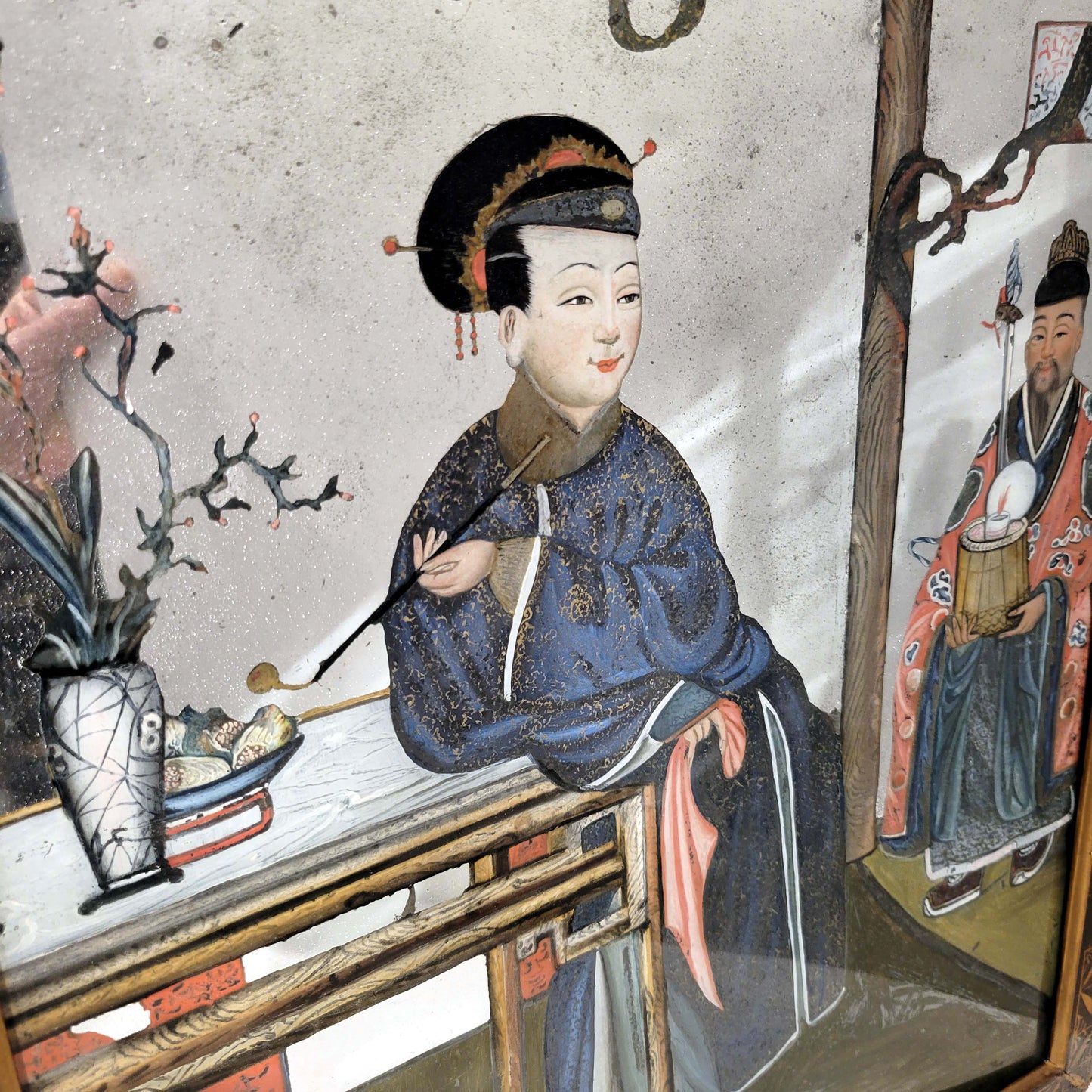 Pair of Chinese Export Reverse Glass Paintings, Qing Dynasty, 18th Century