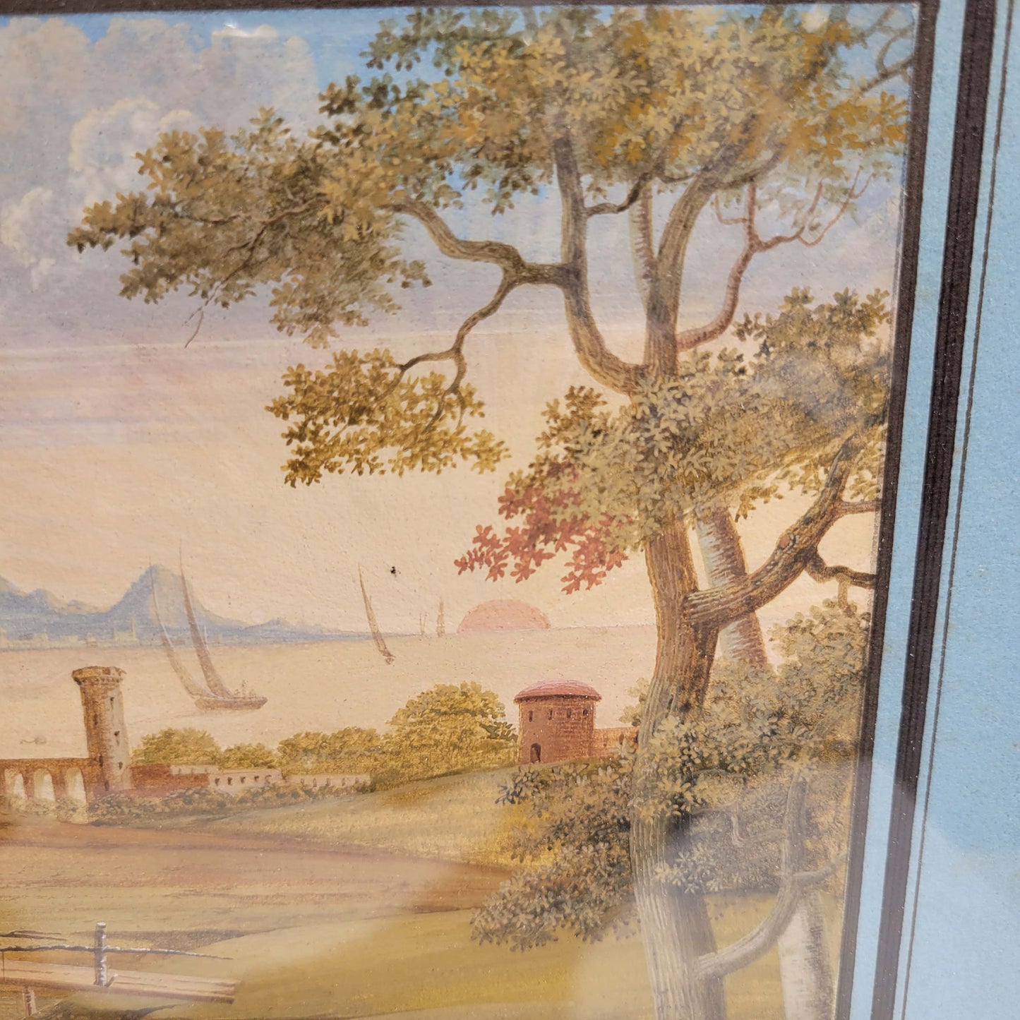 Pair of Antique Italian Watercolor& Guache Paintings circa 1840