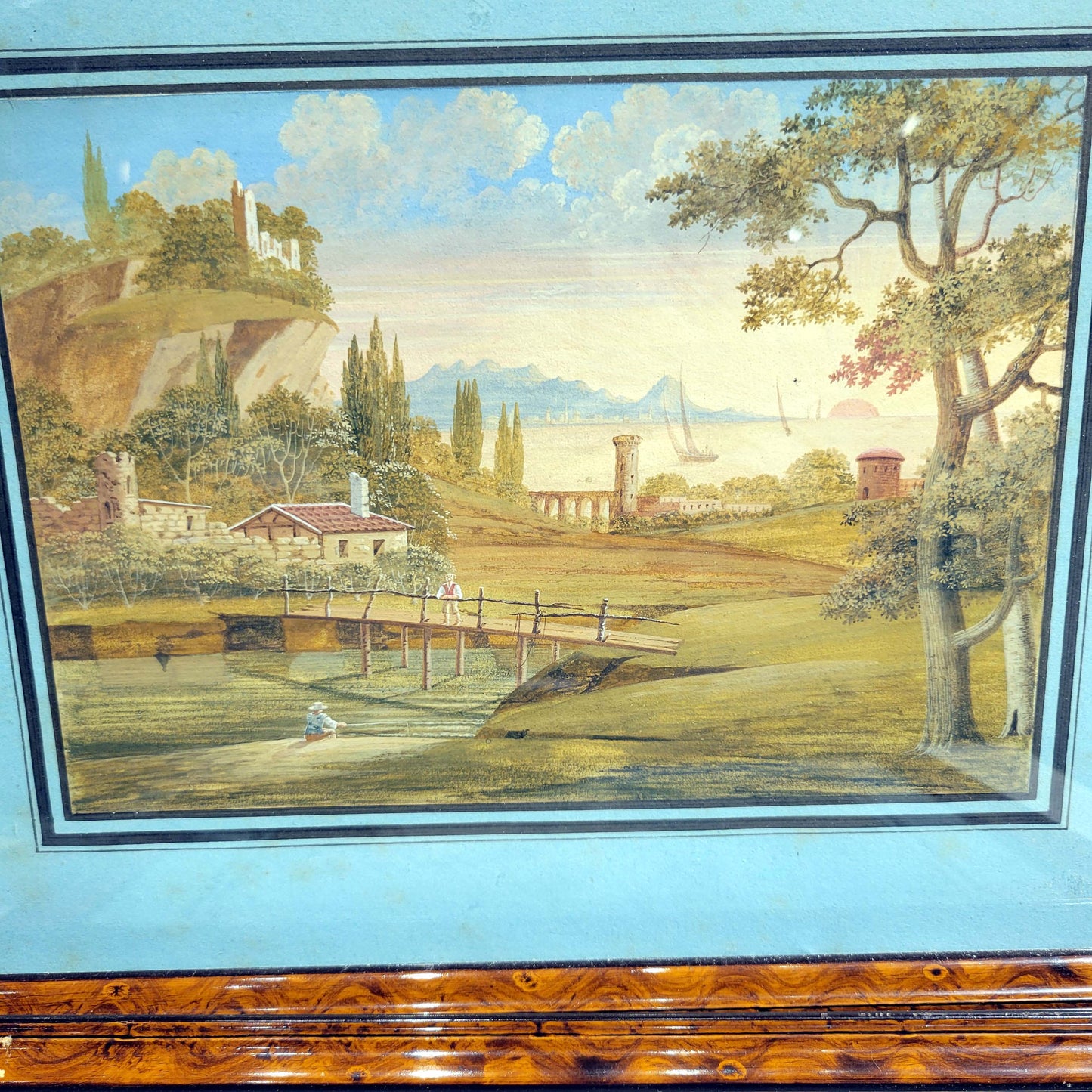 Pair of Antique Italian Watercolor& Guache Paintings circa 1840