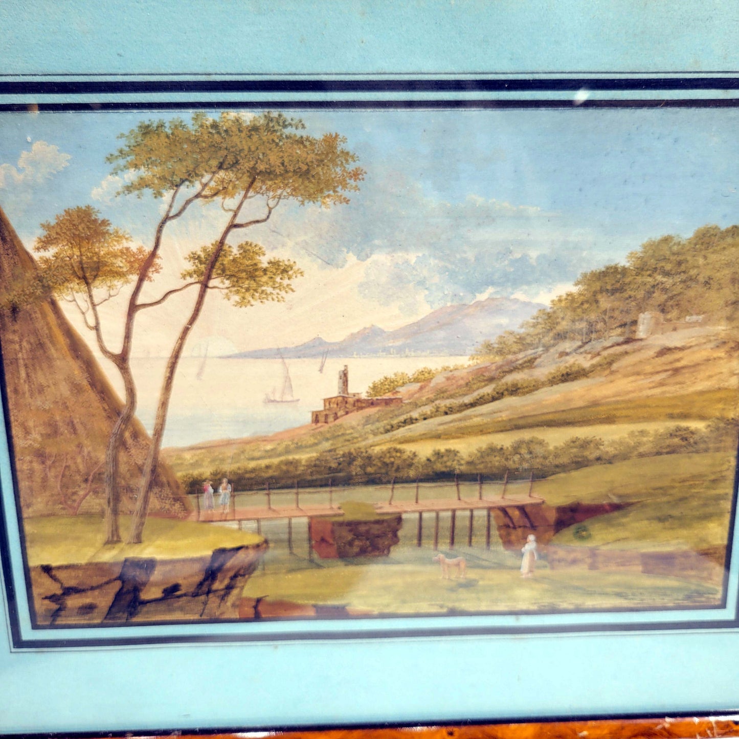 Pair of Antique Italian Watercolor& Guache Paintings circa 1840