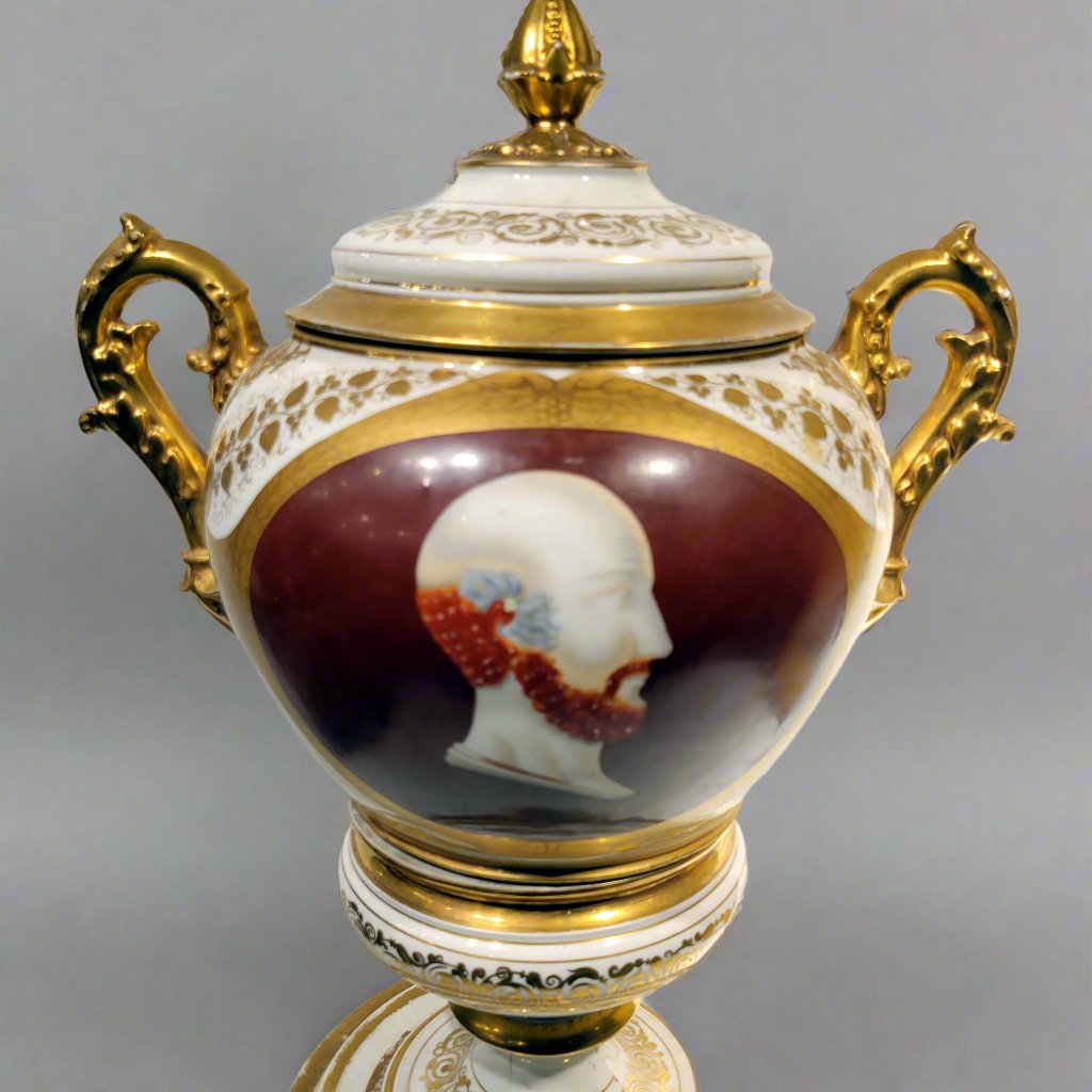 Large Old Paris Porcelain Covered Vase 19C.