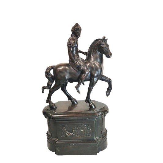 Antique Bronze Equestrian Group of the Shouting Horseman