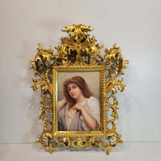 German Porcelain Plaque of a Young Beauty, 19C.