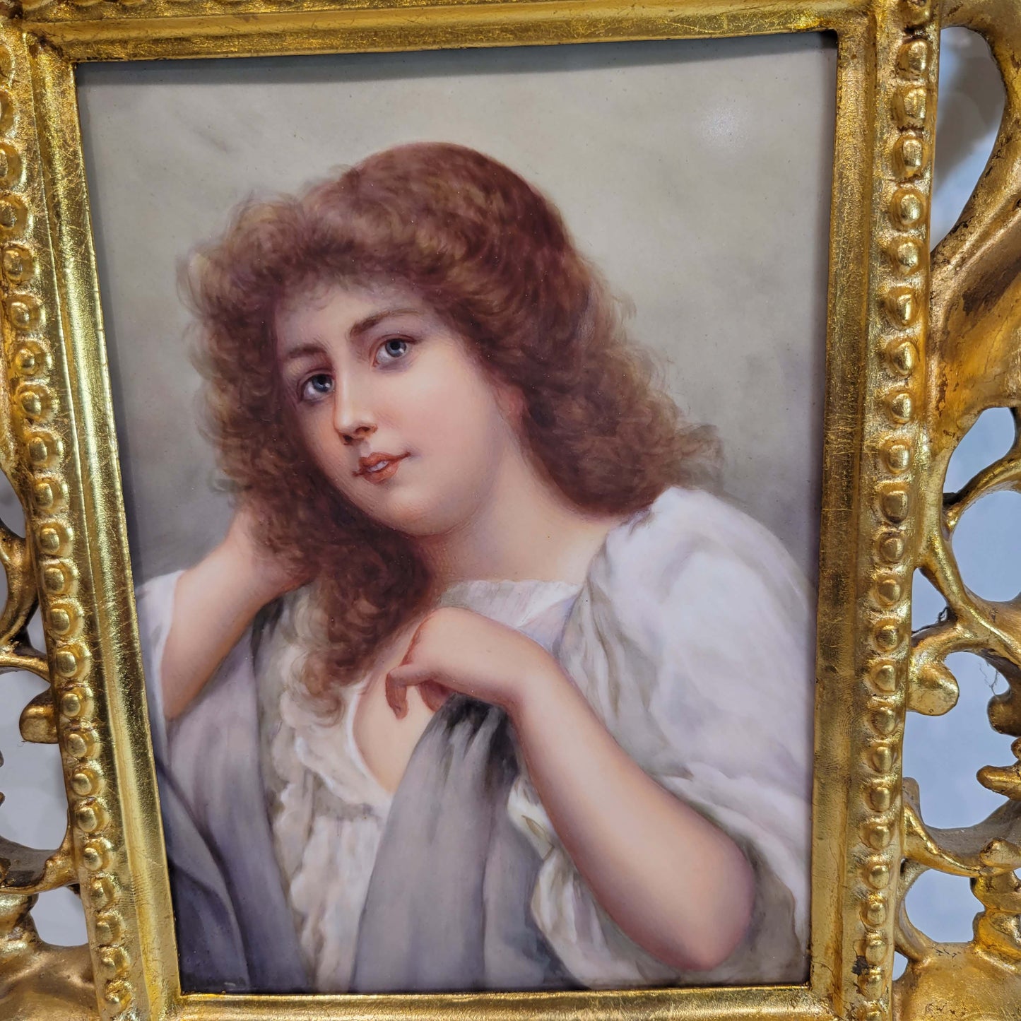 German Porcelain Plaque of a Young Beauty, 19C.